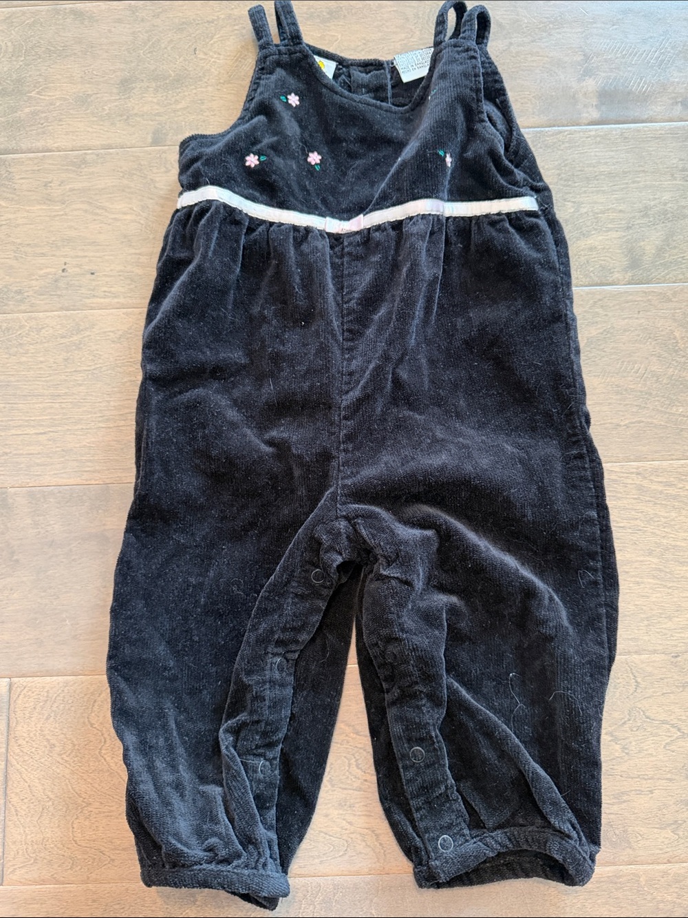 Vintage Sesame Street Baby Corduroy Overalls with Pink Floral Accent